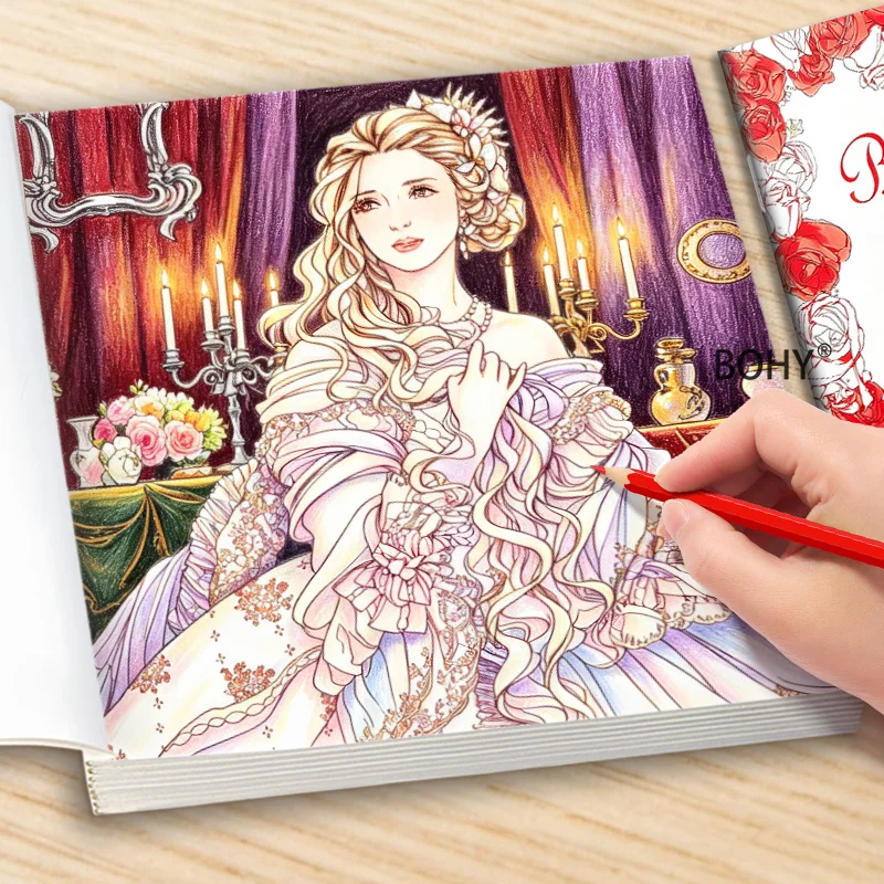 1 Large-sized Retro Palace Fairy Tale Coloring Book, 24 Pages, for Adults To Relax At Home, and Enhance Focus, An Exquisite Gift