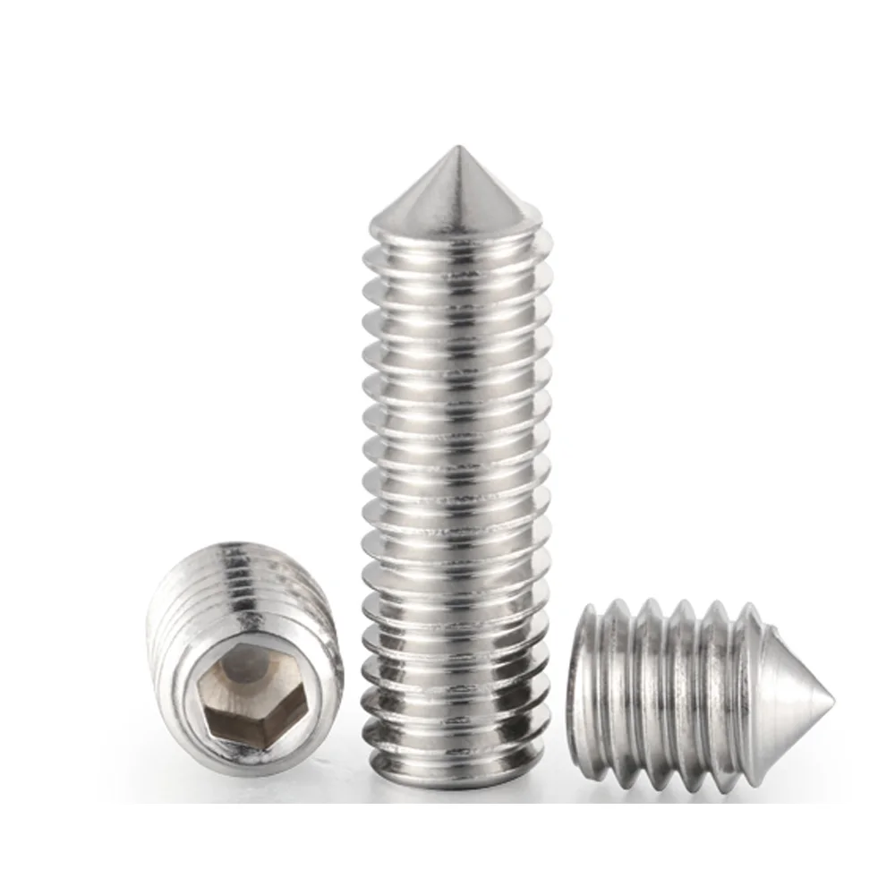 10-200pcs Hex Hexagon Socket Set Screw Cone Point Grub Screws M3 M4 M5 M6 M8 304 Stainless Steel Allen Head Socket Set Screw