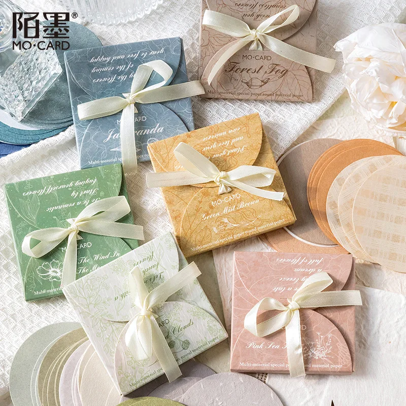 30pcs/lot Memo Pads Material Paper solid color round Junk Journal Scrapbooking Cards Retro Background Decoration Paper