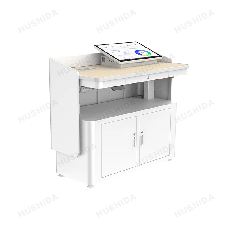 HUSHIDA 23,8 Polegadas Tela Sensível Ao Toque Moderno Multimídia Eletrônico Aço Equipamento Educacional Pódio para Escola e Grande Conferência