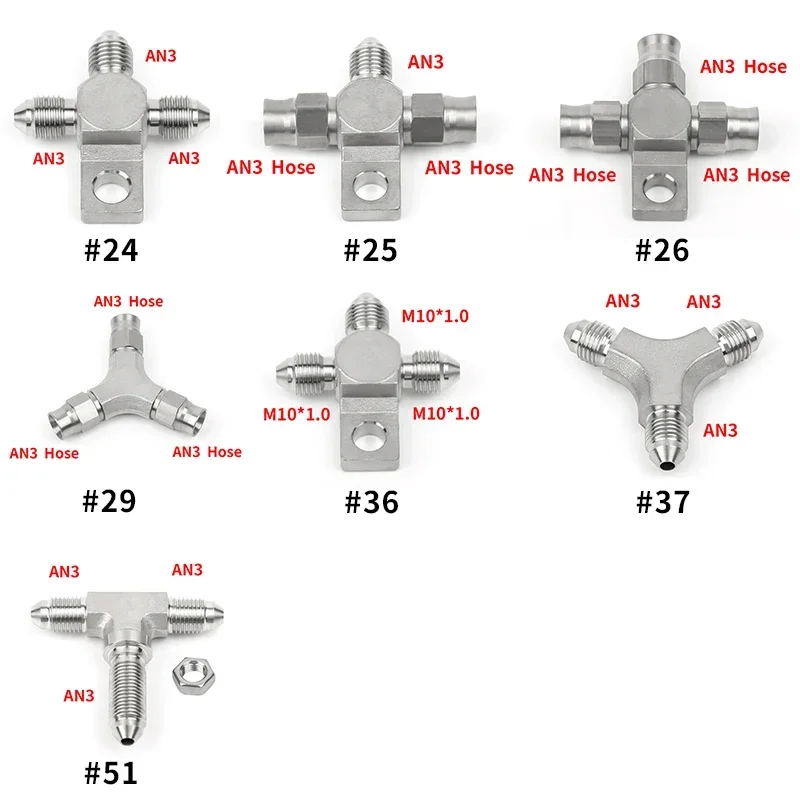 

Automobile Modification Stainless Steel Y-shaped Three-way Connector, Brake Rigid Throat Oil Pipe Universal Quick Connector