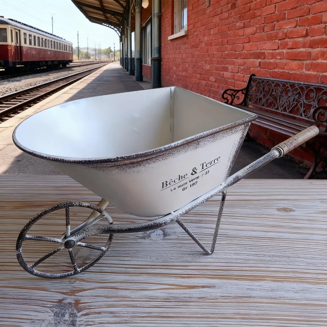 

1 шт. винтажная садовая тележка из кованого железа – богемный деревенский цветочный горшок, горшок для растений в деревенском доме для балкона