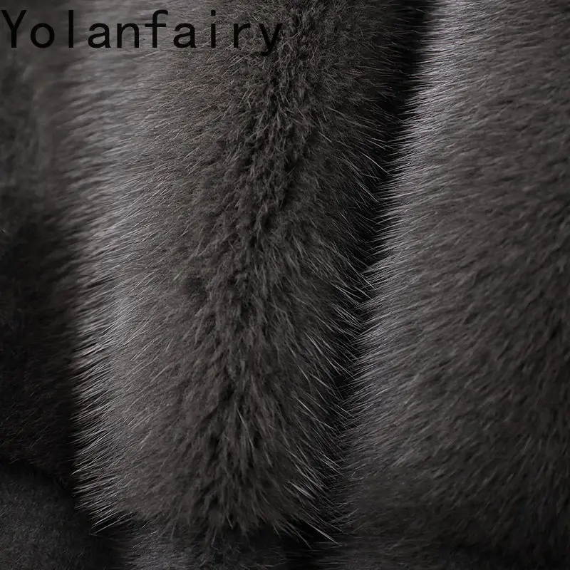 เสื้อโค้ทขนสัตว์แท้ YOLANFAIRY สำหรับผู้หญิง ฤดูหนาว ปกตั้ง ดีไซน์หรูหรา ทำจากขนมิงค์แท้ทั้งตัว เสื้อโค้ทขนสัตว์มิงค์แท้แบบสั้น แจ็คเก็ตขนสัตว์มิงค์ Casacos