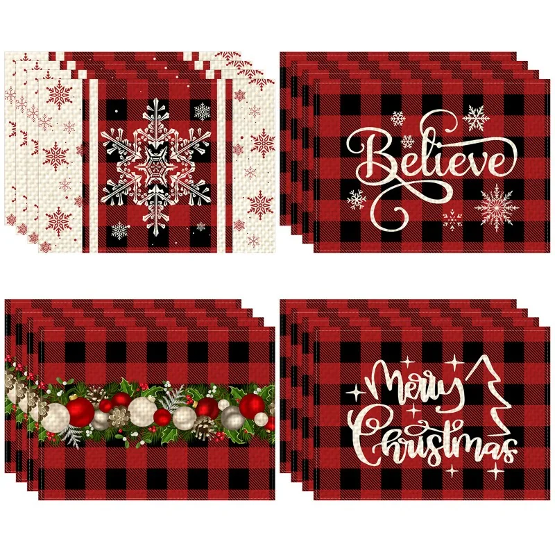 

Новые рождественские салфетки с принтом, трансграничные праздничные вечерние обеденный стол, теплоизоляция и коврики для обеденного стола с защитой от загрязнения