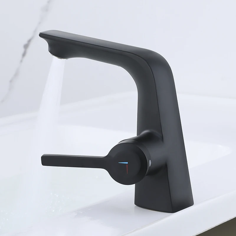 

LIKE Bathroom Basin Faucet Single Hole Sink Tap Hot and Cold Mixer Tap Single Handle Vanity Sink Faucet Matte Black