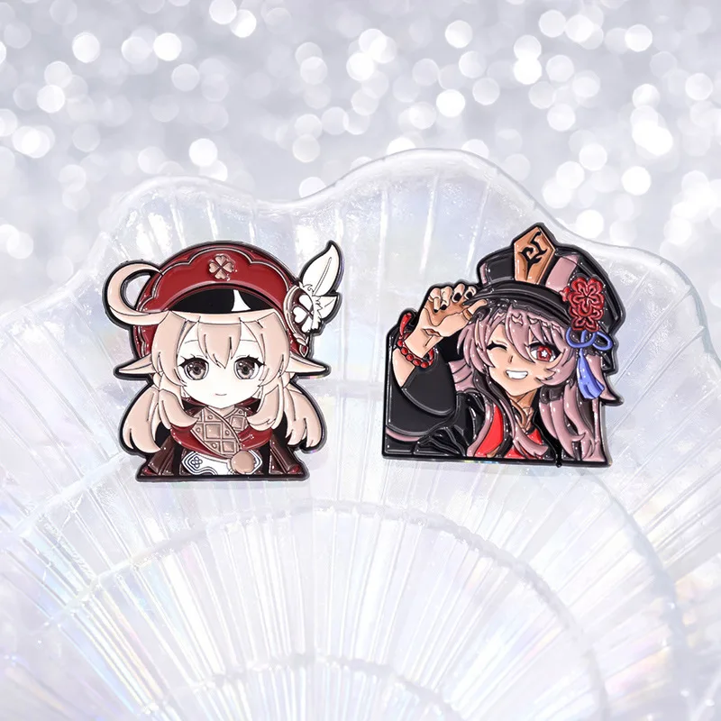 Genshin Impact Game Danemark ge Brooch Pins, Cute Cartoon, Rick Hutao Xiao Klee Venti Enamel Backpacks, Jackets Accessrespiration Jewelry