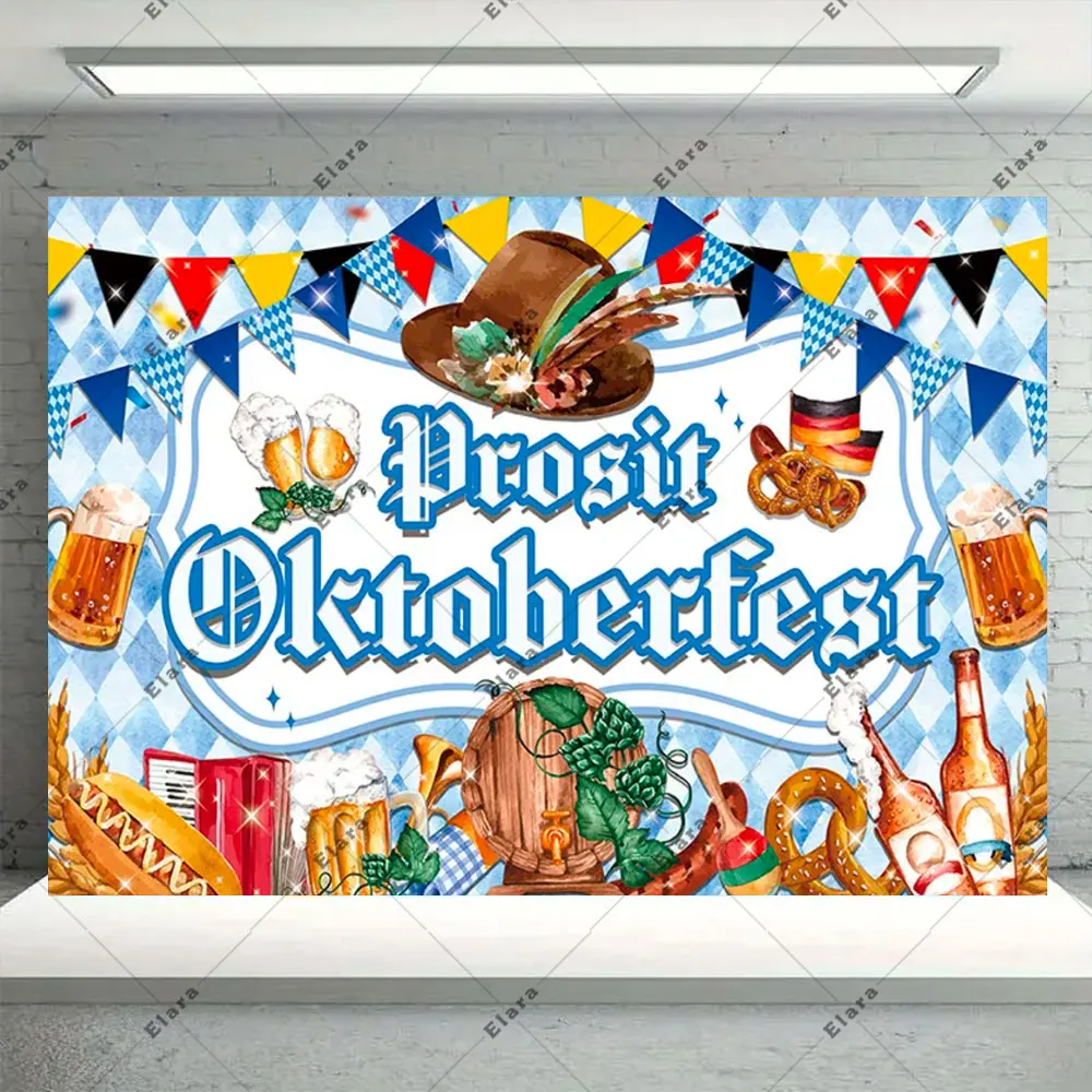 Oktoberfest Theme German Bavarian Beer Festival White and Blue Dance Party Decor German Bavarian Greetings Photography Backdrop