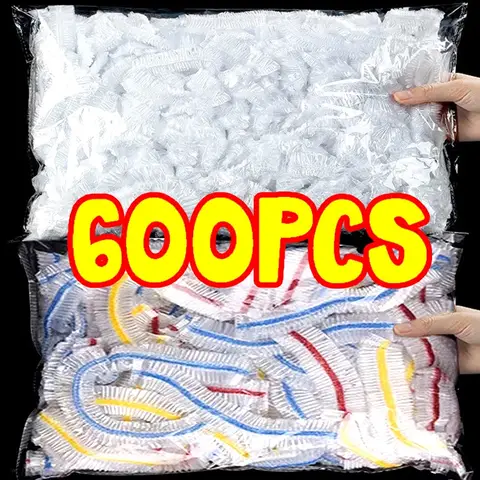600/50x 플라스틱 일회용 식품 커버 냉장고 과일 보호 그릇 컵 커버 가방 신선 유지 주방 포장 보관