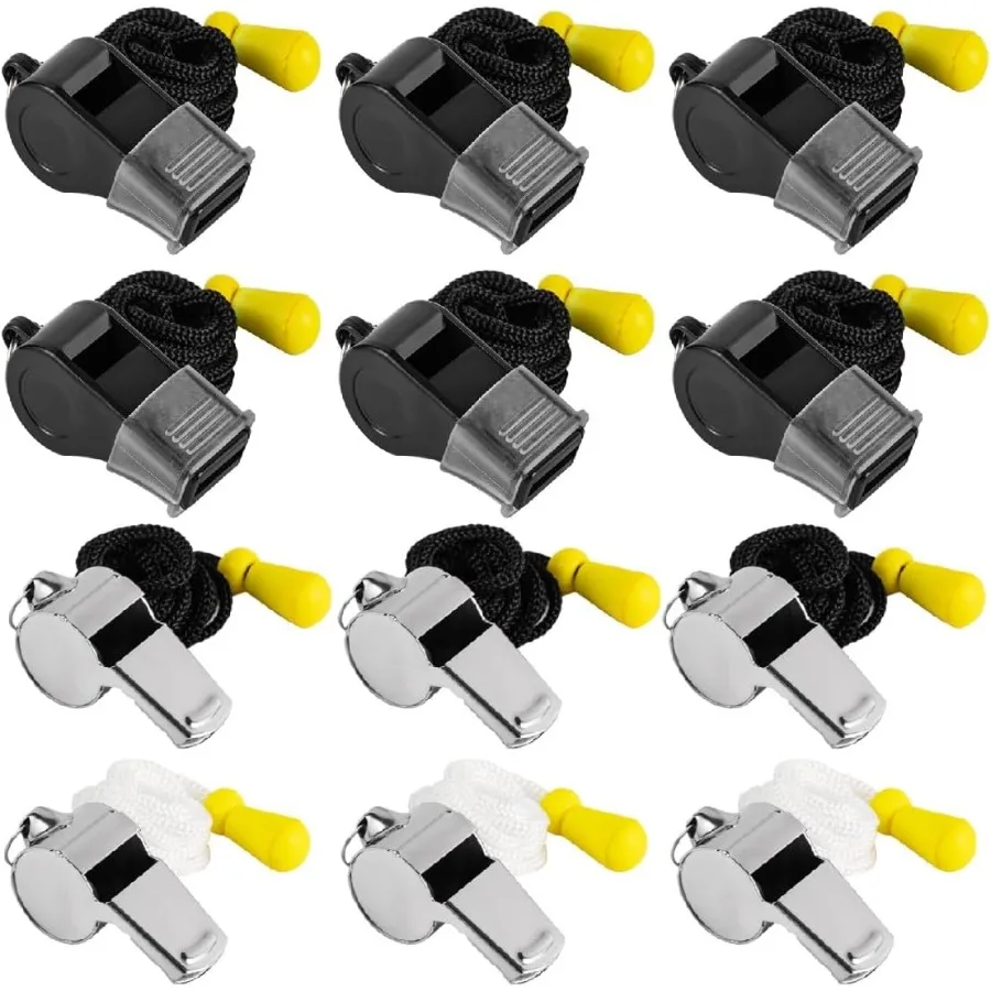 

12-пакеточные спортивные свистки со шнурком для тренеров, судей и официантов, громкий четкий звук