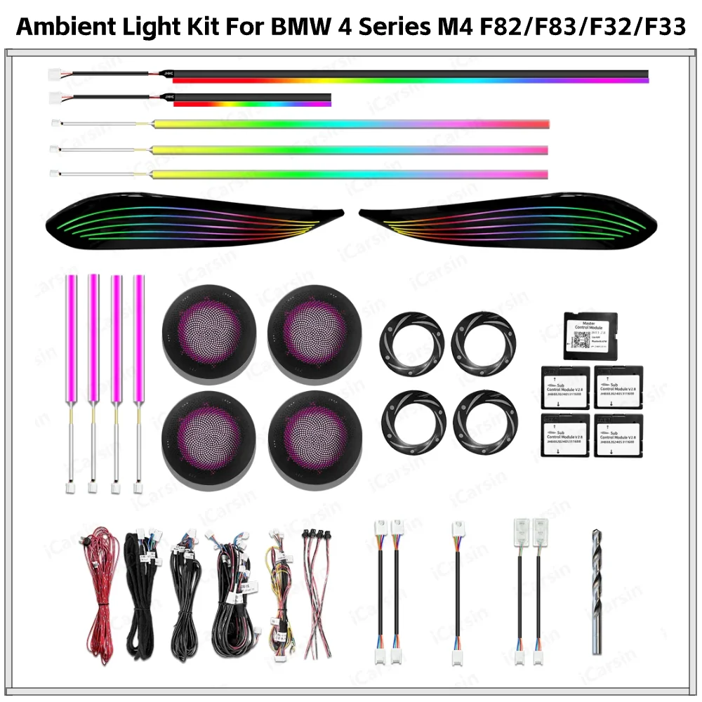 

APP Controlled 256 Color LED Ambient Light for BMW 4 Series M4 F82 F83 F32 F33 Interior Atmosphere Strip Upgrade Kit