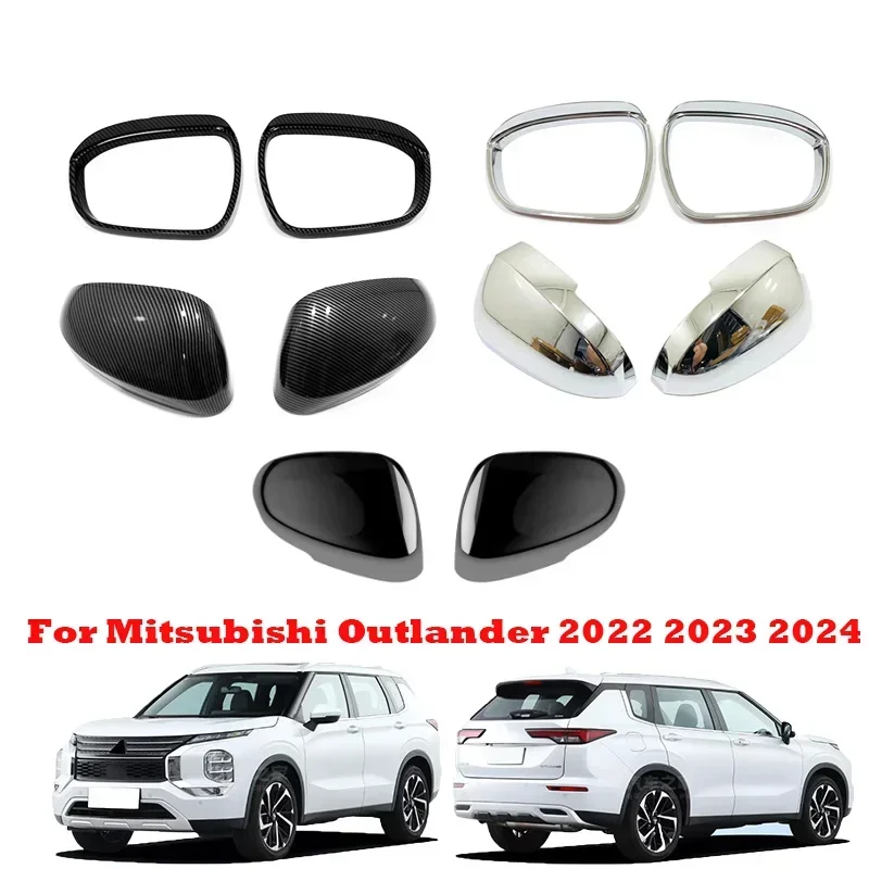 For Mitsubishi outlander 2022 2023 2024ABS BLACK Door side Mirror cover  Rearview MirrorRain eyebrows Cover Trim Car Accessories