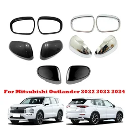 For Mitsubishi outlander 2022 2023 2024ABS BLACK Door side Mirror cover Rearview MirrorRain eyebrows Cover Trim Car Accessories