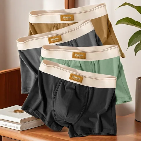 3pcs กางเกงในชายผ้าฝ้าย BoxerShorts ชุดชั้นในบุรุษนักมวย Breathable U นูนกางเกงชายเซ็กซี่กางเกงว่ายน้ํา