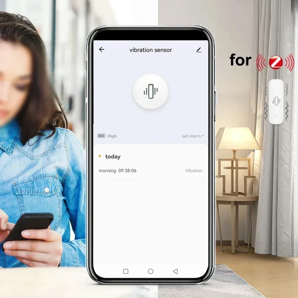 Sensor de vibración para Zigbee, alarma en tiempo Real con WIFI, protección de seguridad para el hogar, Monitor remoto en tiempo Real