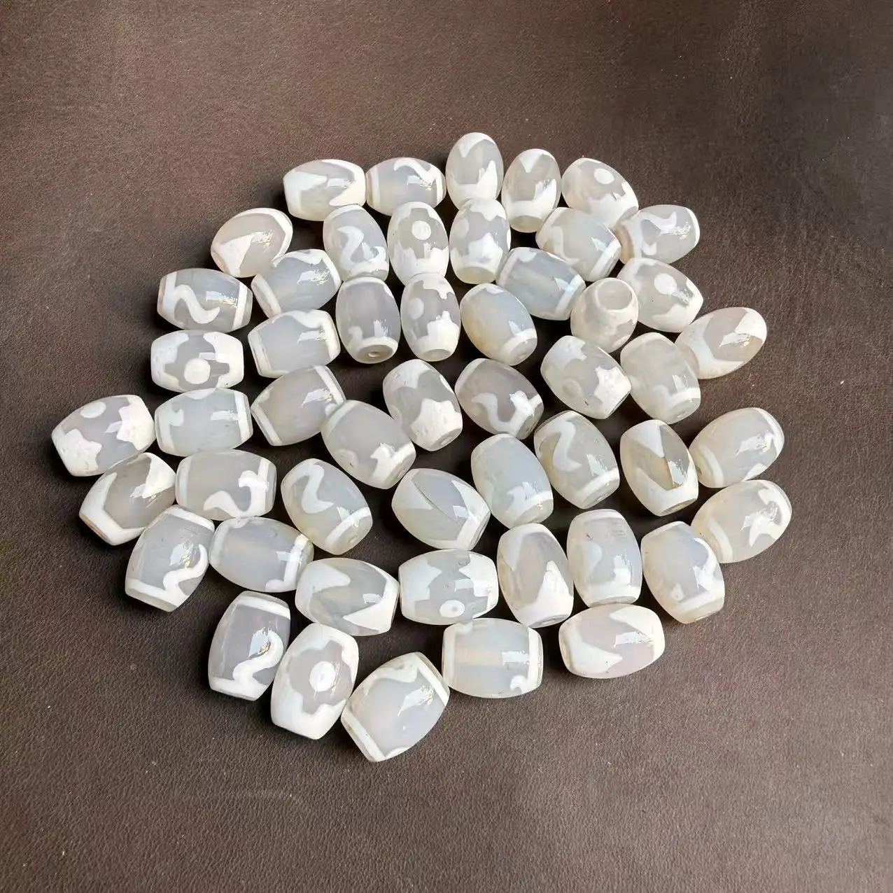 30pcs/lot White Color Different Totems dzi beads for Jewelry making