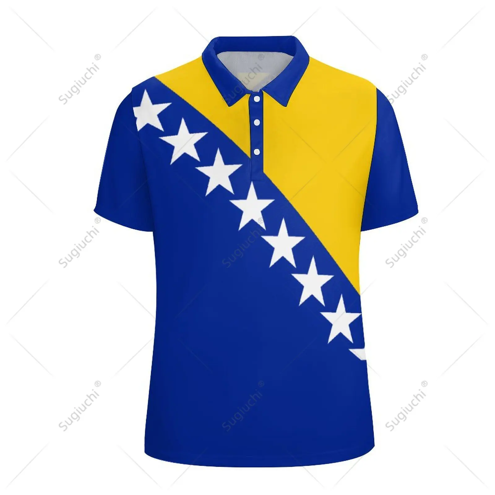 Unisex Polo Shirt Bosnia And Herzegovina Flag 3D Print Man Polo Fashion Clothing Tracksuits Short Sleeves