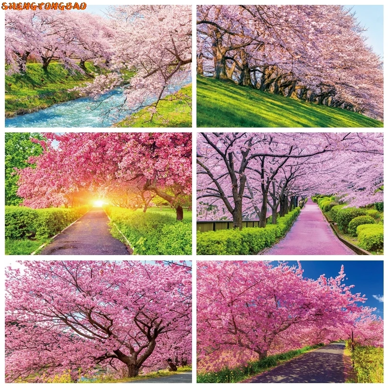 

Spring Cherry Blossom Backdrop Forest Flower Garden Natural Scene Tree Photography Background Kids Birthday Wedding Party Decor