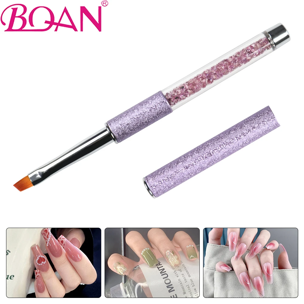 BQAN Nail Brush #4#6#8 One Stroke Oblique Nail Art Brush Metal Handle Nail Gel Brush for Nail Art DIY Nails Acrylic Nail Brush