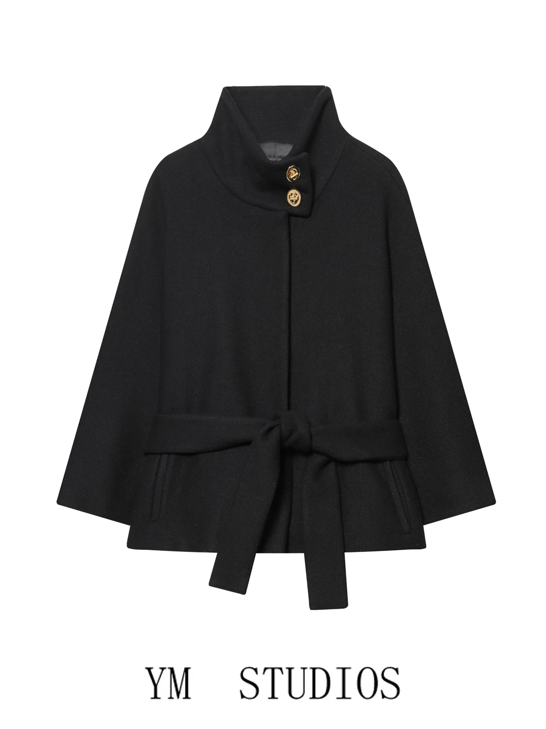 

Женское шерстяное пальто Sli свободного кроя с воротником-хомутом и поясом, в европейском стиле, из полиэфирного волокна, весенняя коллекция