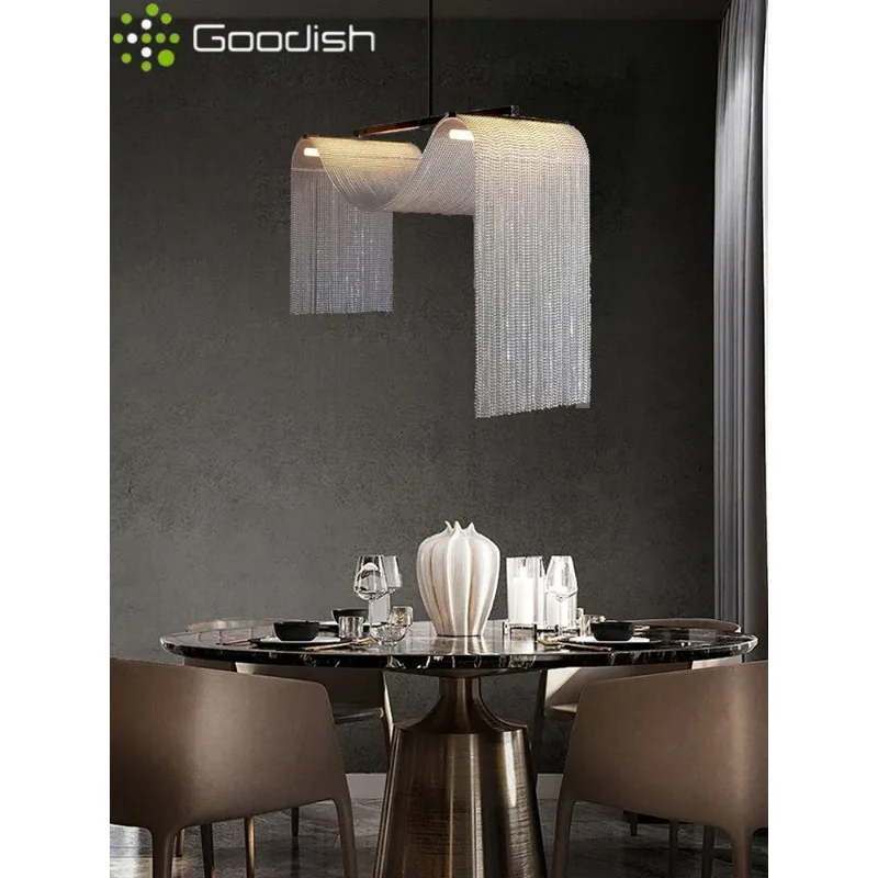 شلال شرابة معدنية قلادة LED أضواء معدنية الأوروبية مصمم مصباح معلق لغرفة المعيشة بريق ثريا تزيين المنزل