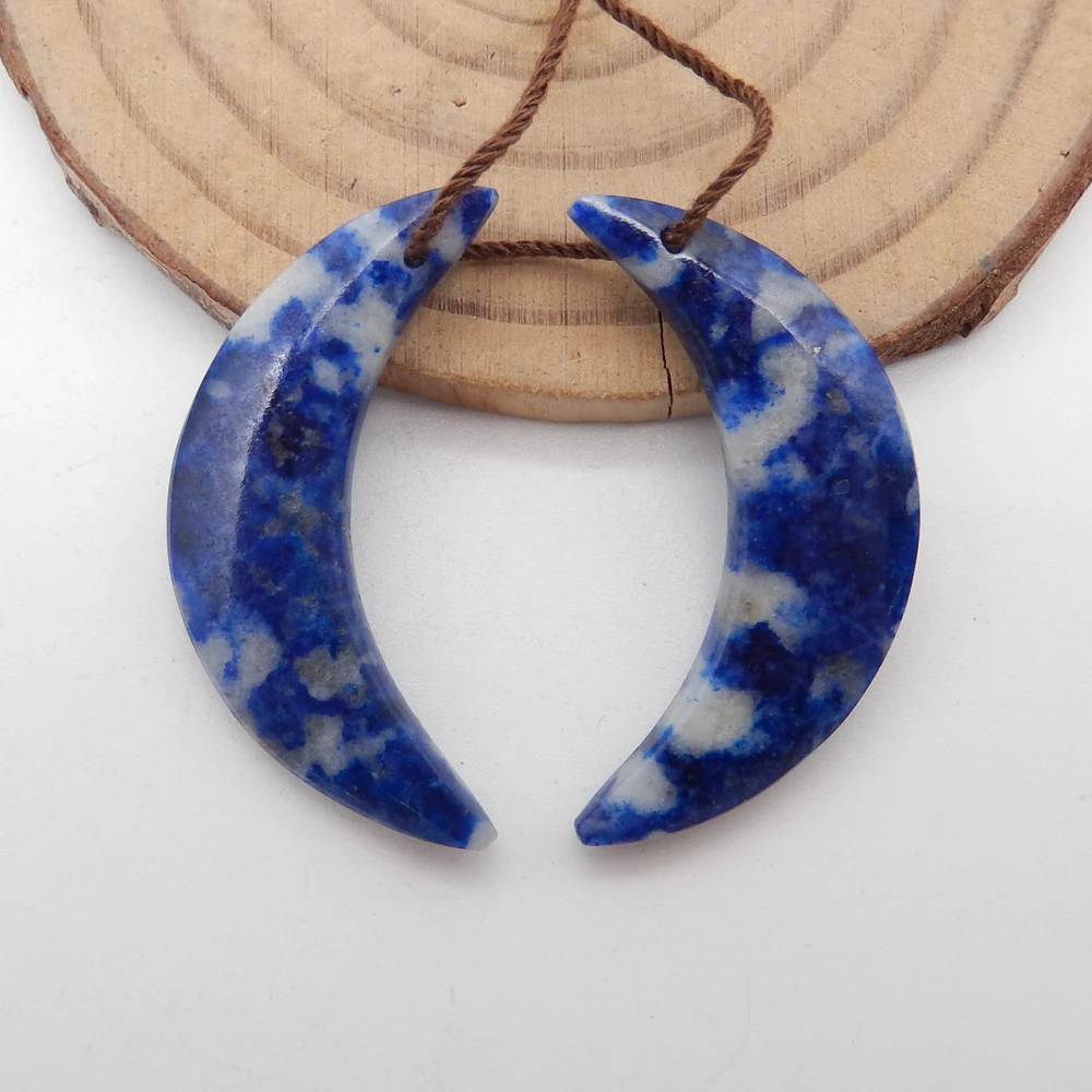 Anting-anting bentuk bulan sabit Sodalite Afrika alami batu permata untuk wanita pembuatan perhiasan manik-manik DIY buatan tangan