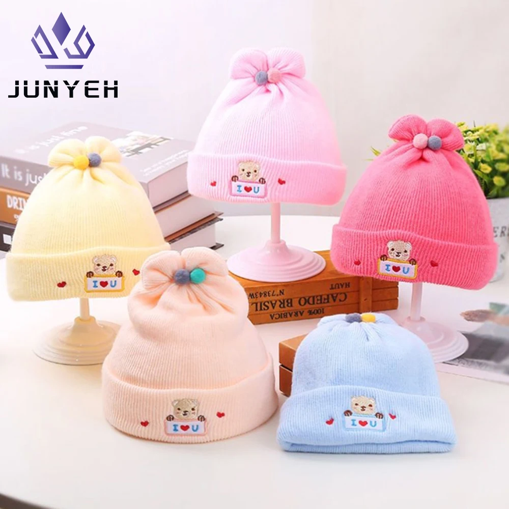 Newborn I LOVE YOU Baby Knitted Wool Hat Autumn Winter Soft Baby Beanie Hats For Kids 0-6 Month Boys Girls