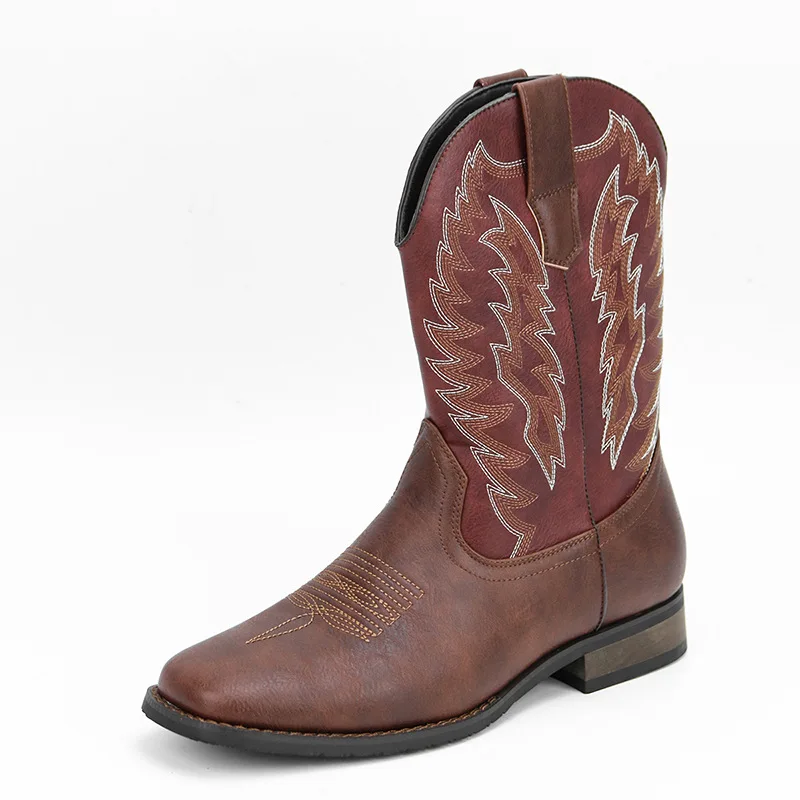 Men Western Cowboy Boots Embroidery Knight Boots Eur Size 40-46