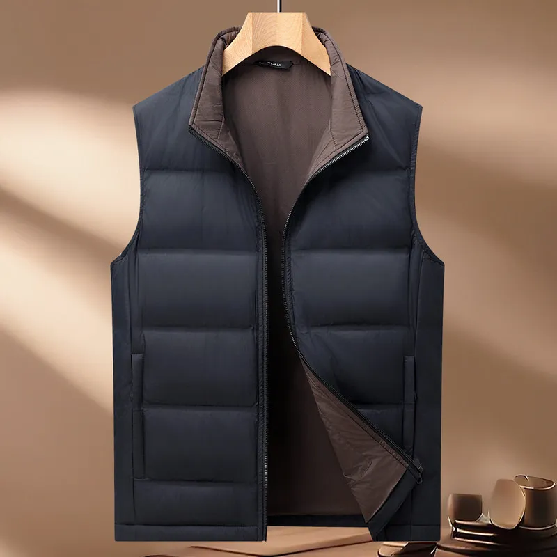 High-Quality Men's Lightweight Duck Down Vest Autumn/Winter Business Casual Warm Sleeveless Puffer Coats Windproof Waistcoat Top
