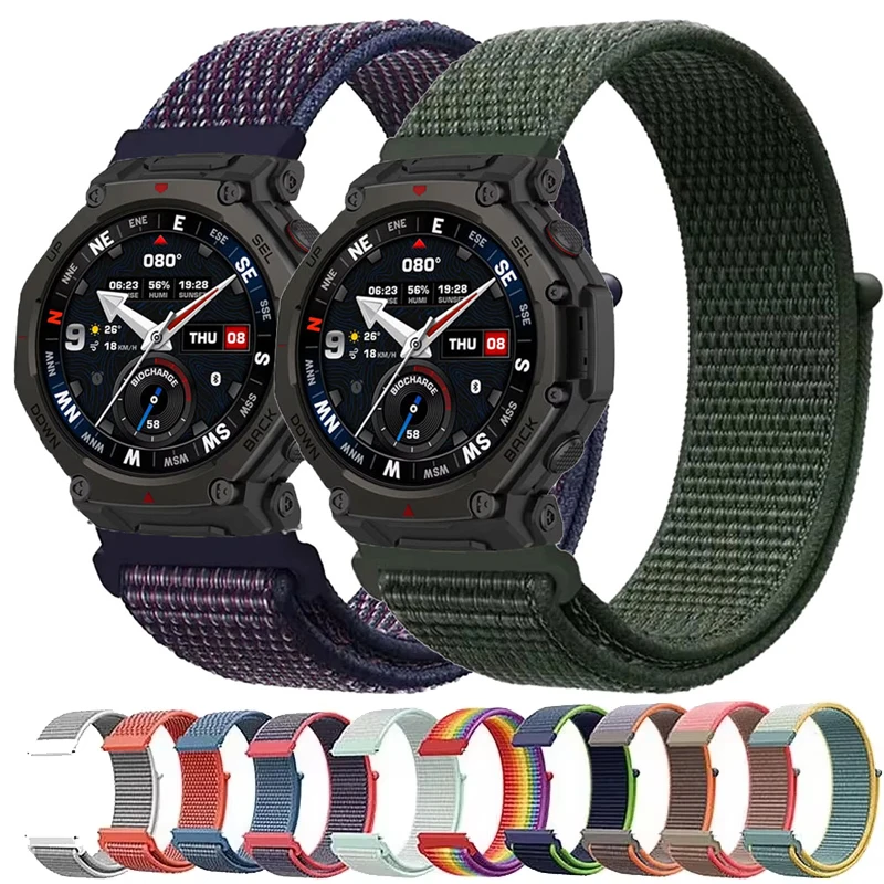 Bracelet en nylon de 20mm 22mm pour Amazfit T-REX3 Pro 48mm, boucle en nylon pour Amazfit Helio/Bip 6 5 3 Pro/GTR 4 3 2e/47mm/GTS 4 3 2mini/Balance 2