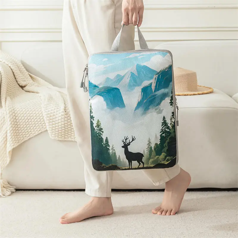 

5 шт./компл., набор органайзеров для путешествий, сумка для хранения на молнии, большая вместительная сумка, сжимающее нижнее белье, чемодан, упаковочные кубики для багажа