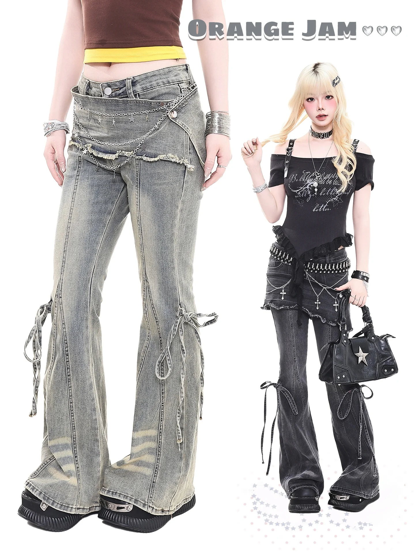 

Slim Fit Bell Bottom Jeans Women's Retro Spicy Girl Light Asian Style Orange Marmalade YO 2026 New Style Denim Pants