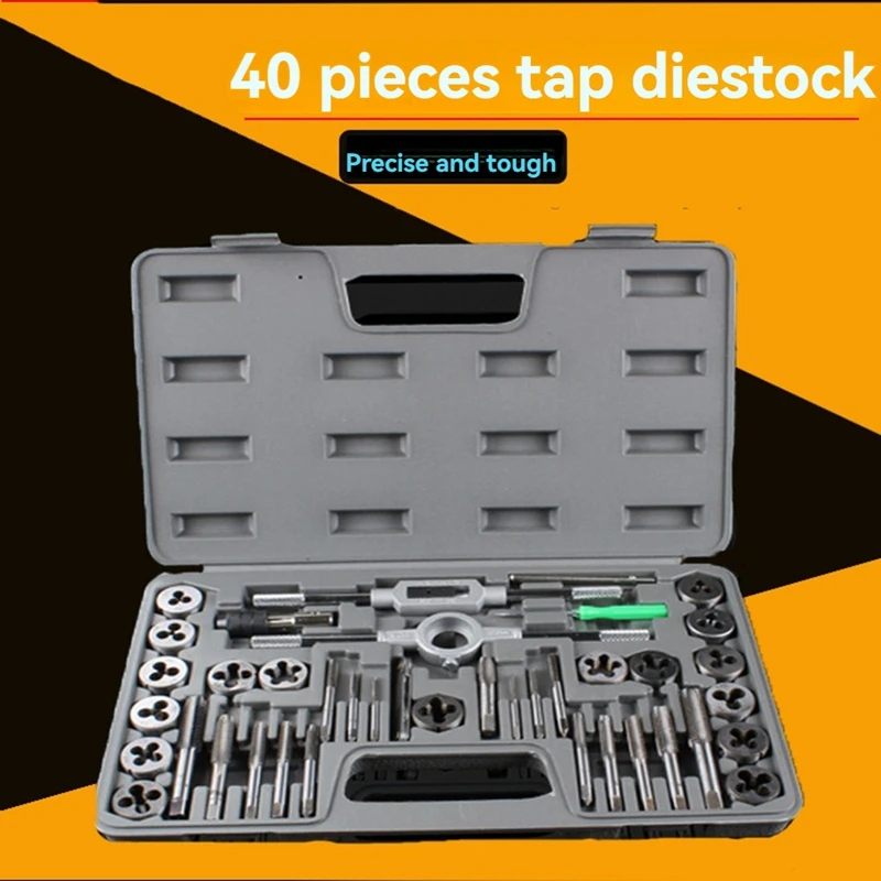 タップとダイのセット,ABPQ-40 in 1,M3-M12おねじ,ねじ工具キット,合金鋼,女性用機械工具,プロ用工具