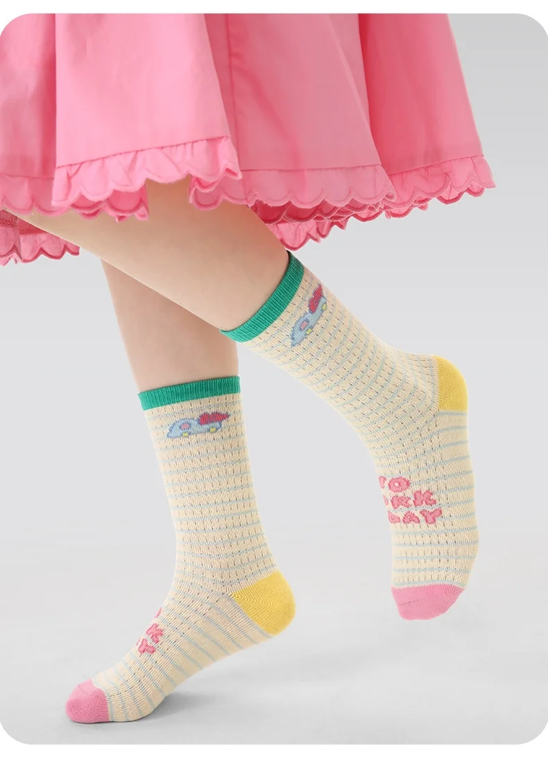 Baby-Sommersocken, Kindersocken für Jungen und Mädchen, Kaninchenmuster, dünne Baumwoll-Mesh-Socken, 4 Paar/Lot, Kinder-Wadensocken für den Sommer – Detail 9