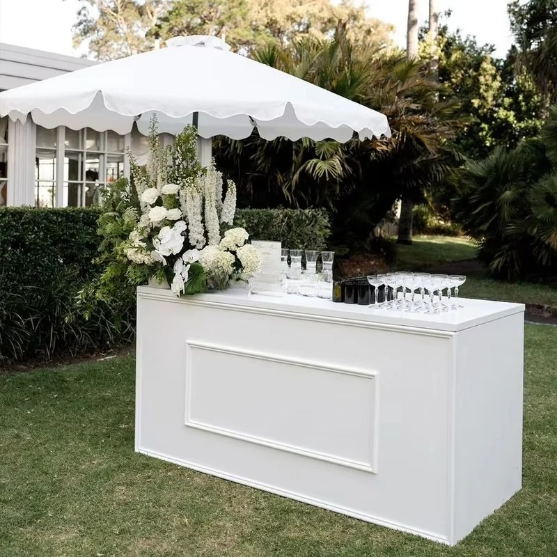 Custom acrylic PVC white paint wedding reception square bar table, suitable for party activities