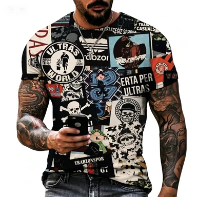 Summer New Variety of Skull T-shirts Breathable and Versatile Niche Men's Dark Top
