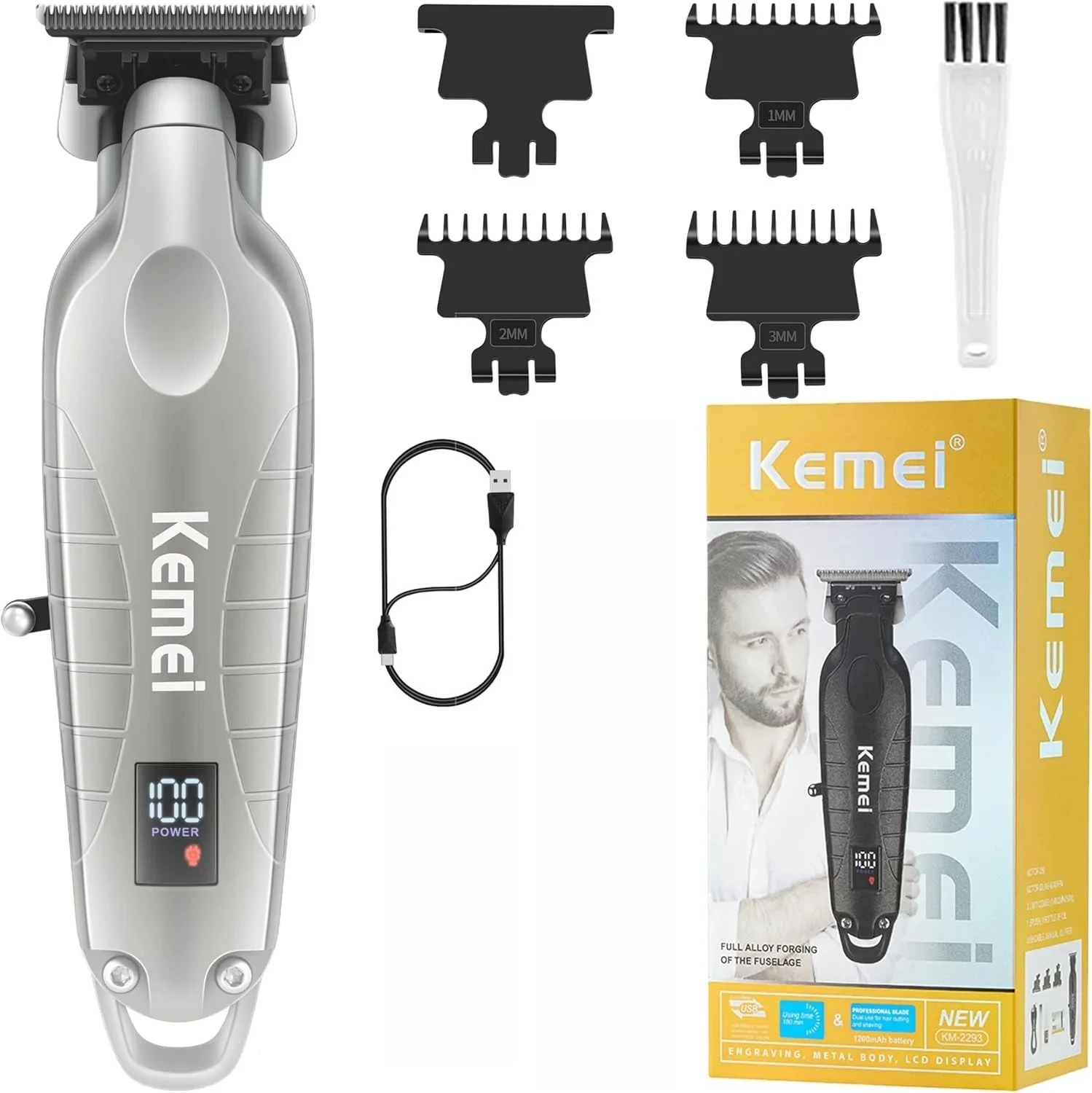 Kemei 2293 Professional Hair Beard Trimmer Men Barber Rechargeable Finish Hair Cutting Machine Zero Gapped Cordless Hair Clipper image 3