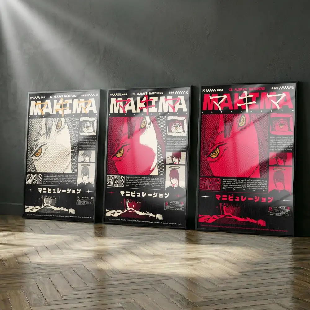 Chainsaw Man Makima Poster-Album-Set, modernes Cover-Wandkunst-Set für Zimmer, Leinwandgemälde, Kunstdruck, Heimwanddekoration, Bild, Geschenk