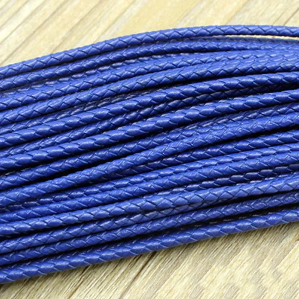 3mm Round Genuine Braided Leather Cord String Rope For Women Men Bracelet Jewelry Craft Making DIY Findings Accessories Necklace