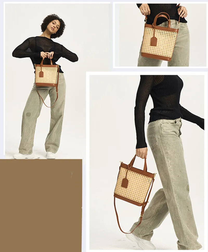 2025 Luxury Designer Women's Straw Beach Bag Ladies Woven Grass Handbags Summer Totes New Fashion Crossbody Shoulder Bag