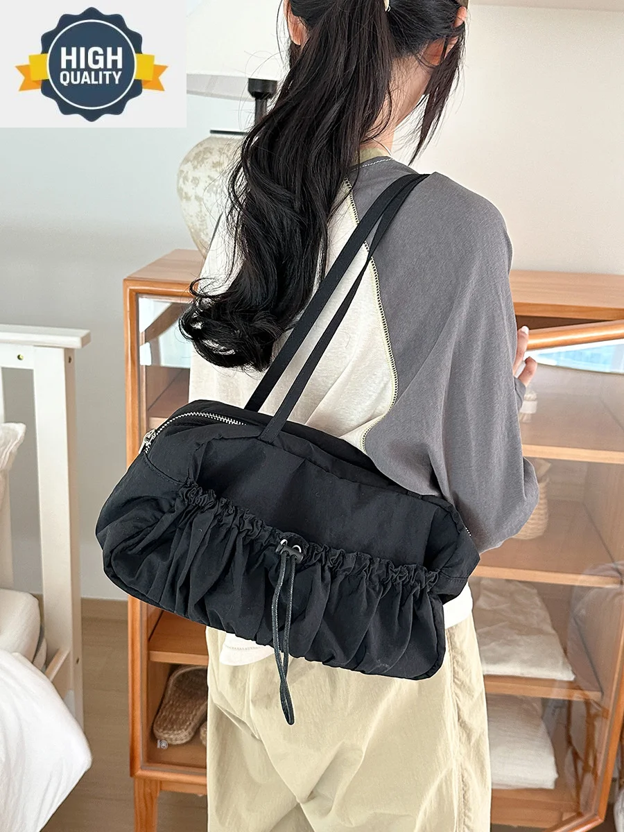 

Underarm Bag Wrinkle Fashion Commuter Tote Shoulder Women's Style New High Capacity Nylon 2023 Autumn Satchels