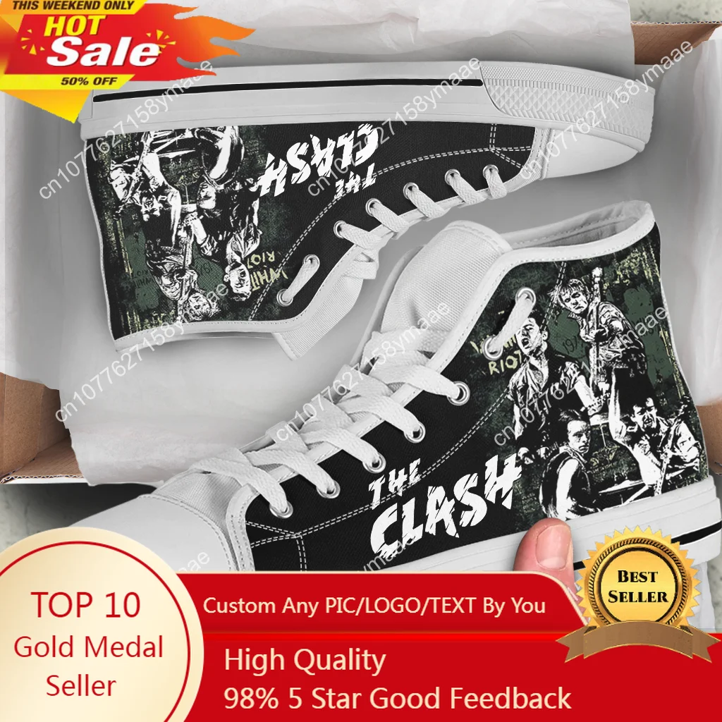 Hot Cool Fashion New Summer High Quality Sneakers Casual Shoes Men Women The Clash Band High Top Latest Classic Board Shoes