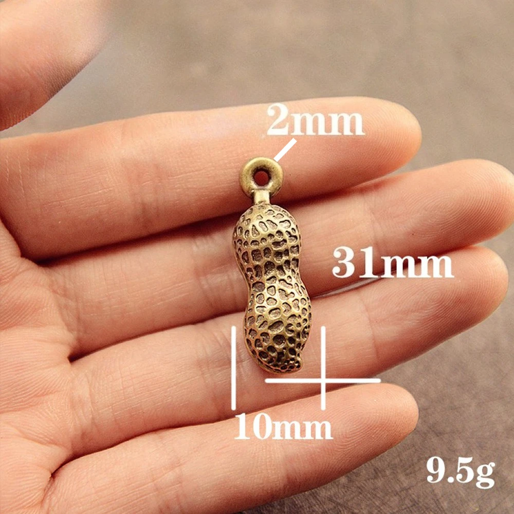 Vintage Style Brass Peanuts Biomimetic Sculpture Ornaments Creative Crafts Gift for DIY Pendant