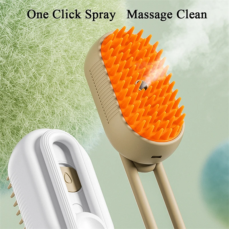 Steamy Cat Brush 3 in 1 Electric Anti-splashing Cat Brush with Steam Spray for Massage Pet Grooming Comb Hair Removal Combs New