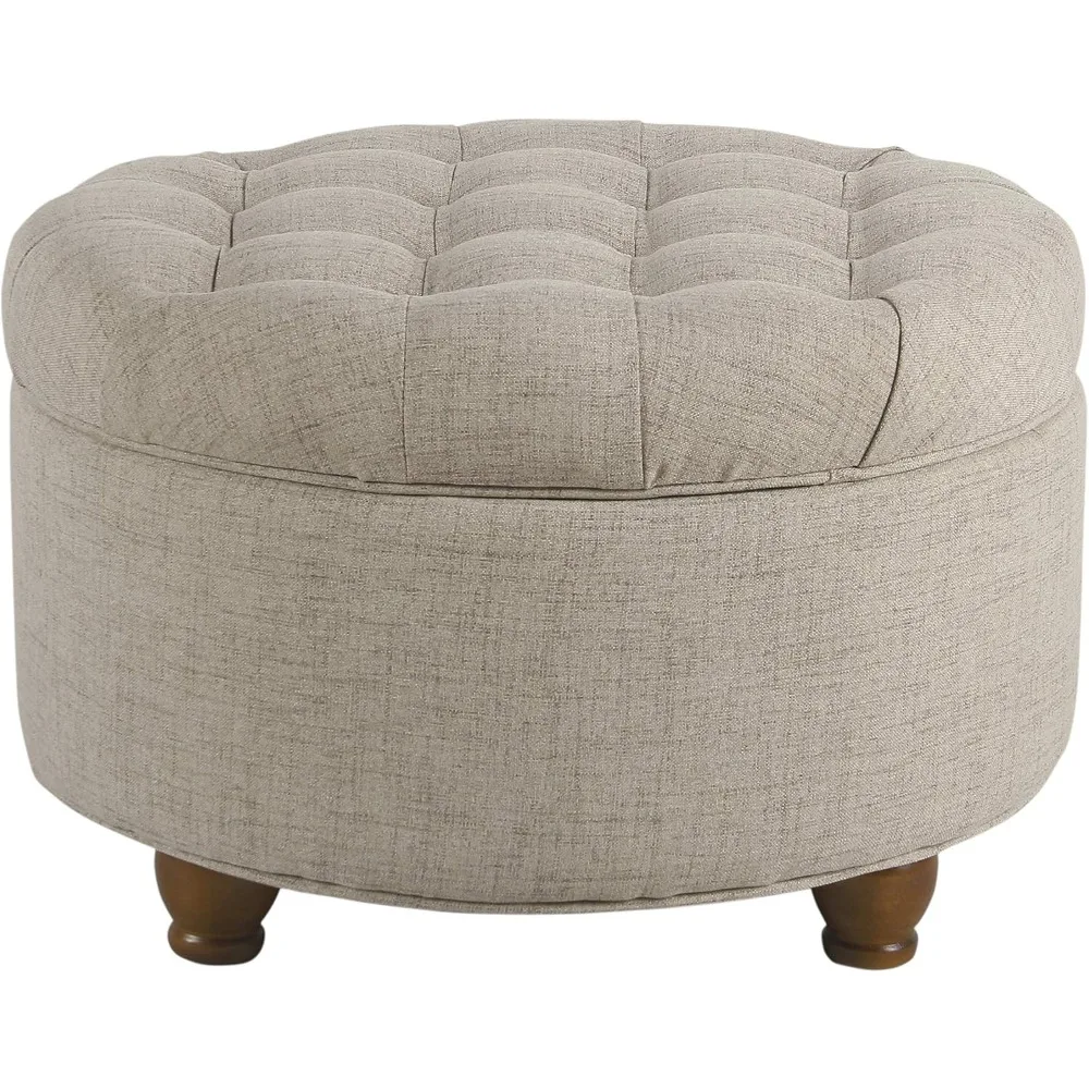 

Home Decor Button Tufted Woven Round Storage Ottoman Large