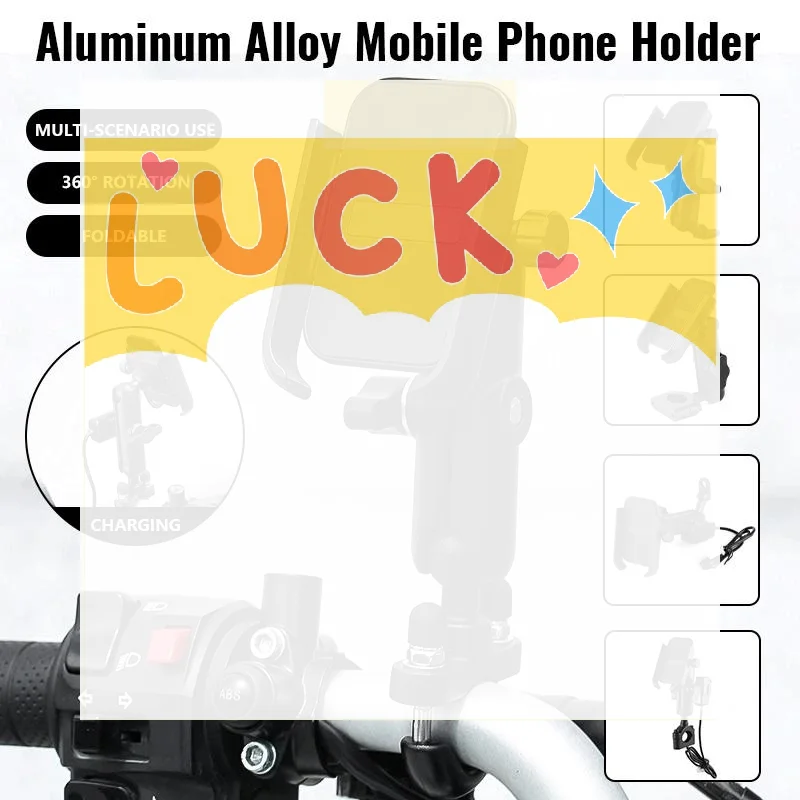 

Motorcycle Phone Holder Mount Aluminum Alloy Moto Bicycle Rearview Mirror Bracket Bike Rearview Mirror Stand Mount