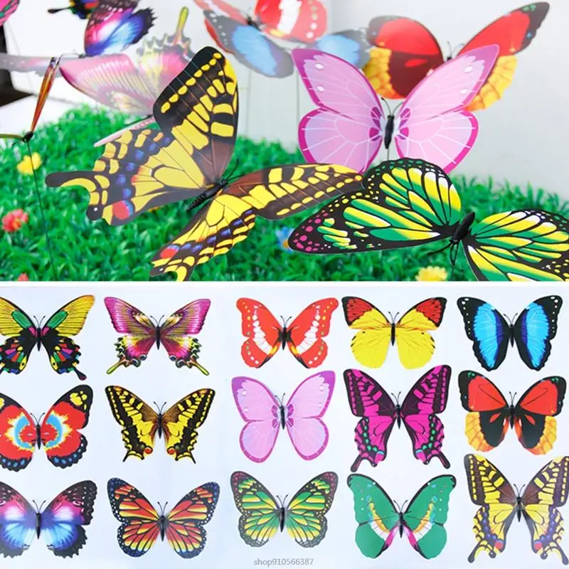 Garden Butterfly Stakes 50 Pieces 6/9/15cm Ornament Stakes Christmas Yard Patio Lawn Outdoor Decoration Plant Pot Decor Dropship