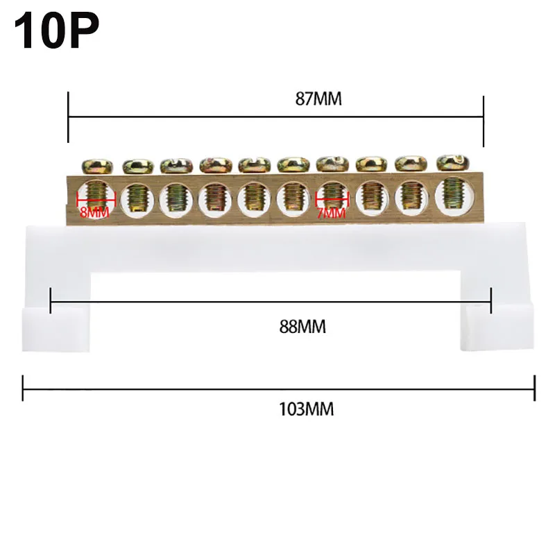 Zero line terminals High Bridge Type Copper Row Grounding Large Current 5/7/10pin Distribution Cabinet Screws Neutral Terminal