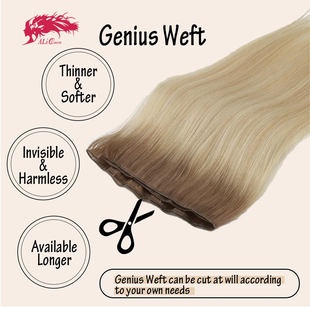 Ali Queen Straight Hair Weft Genius Weft Bundles Ombre 100% Hair Extensions Human Hair 18 Inch Raw Virgin Hair Weaving 100Gram