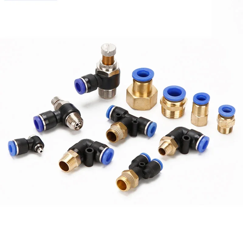 Pneumatic Air Fittings Threaded Connectors PC/PCF/PL/PLF 6/8/10 mm BSPT 1/8 3/8 1/2 1/4 Hose Fitting Male Thread Quick Coupling