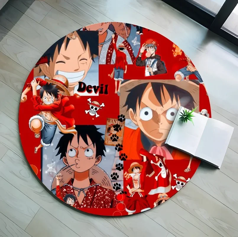 One Piece Flannel Round Floor Mats Anime Luffy Chopper Zoro Non-slip Carpet Cartoon Living Room Kitchen Bath Rug Home Decor Gift